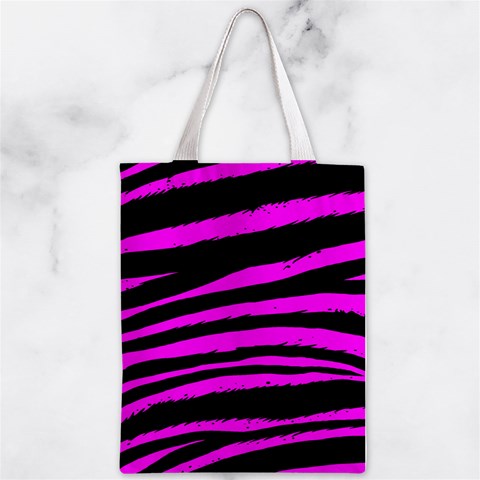 Pink Zebra Zipper Classic Tote Bag from ArtsNow.com Front