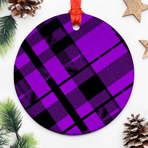 Purple Plaid Ornament (Round) from ArtsNow.com Front