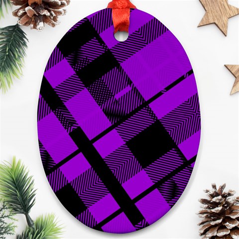 Purple Plaid Ornament (Oval) from ArtsNow.com Front