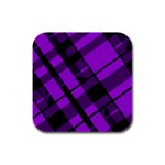 Purple Plaid Rubber Square Coaster (4 pack)