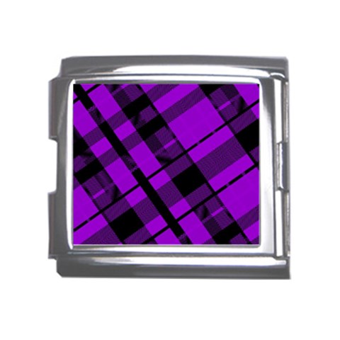 Purple Plaid Mega Link Italian Charm (18mm) from ArtsNow.com Front