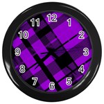 Purple Plaid Wall Clock (Black)