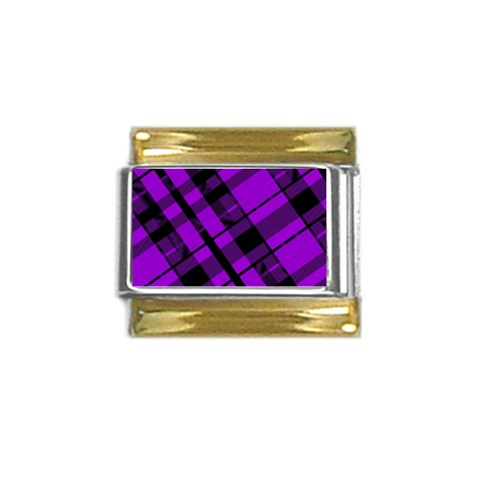 Purple Plaid Gold Trim Italian Charm (9mm) from ArtsNow.com Front