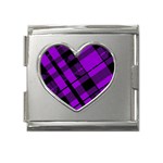 Purple Plaid Mega Link Heart Italian Charm (18mm)