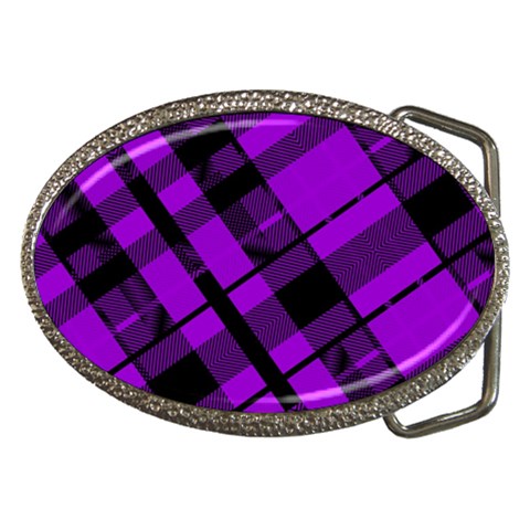 Purple Plaid Belt Buckle from ArtsNow.com Front