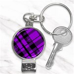 Purple Plaid Nail Clippers Key Chain