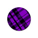 Purple Plaid Rubber Coaster (Round)