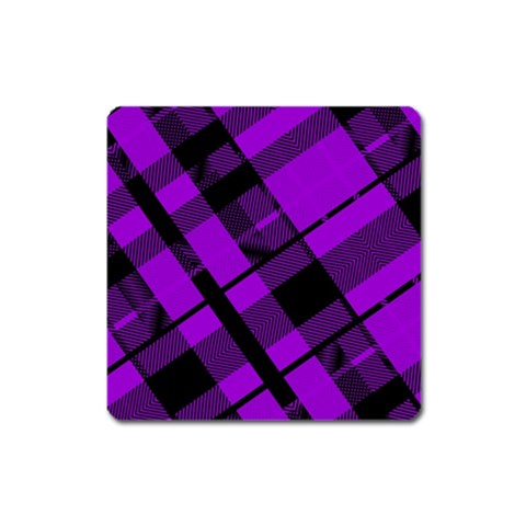 Purple Plaid Magnet (Square) from ArtsNow.com Front