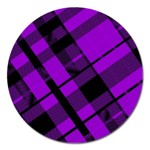 Purple Plaid Magnet 5  (Round) from ArtsNow.com Front