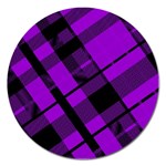 Purple Plaid Magnet 5  (Round)