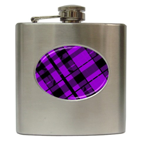 Purple Plaid Hip Flask (6 oz) from ArtsNow.com Front