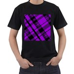 Purple Plaid Men s T-Shirt (Black)
