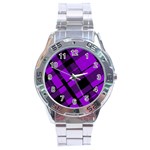 Purple Plaid Stainless Steel Analogue Watch