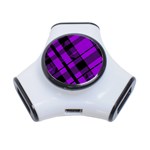 Purple Plaid 3-Port USB Hub