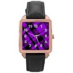 Purple Plaid Rose Gold Leather Watch 