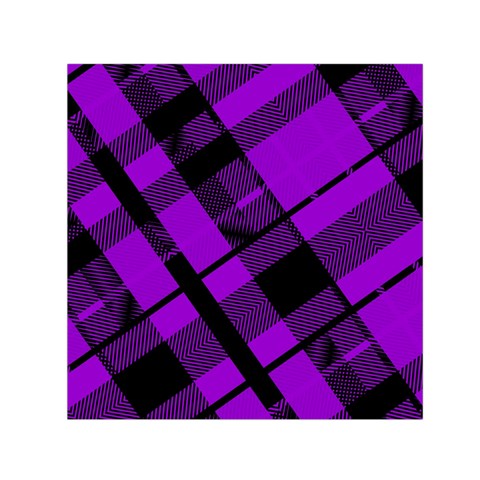Purple Plaid Small Satin Scarf (Square) from ArtsNow.com Front