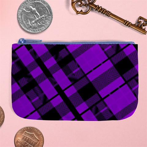 Purple Plaid Large Coin Purse from ArtsNow.com Front