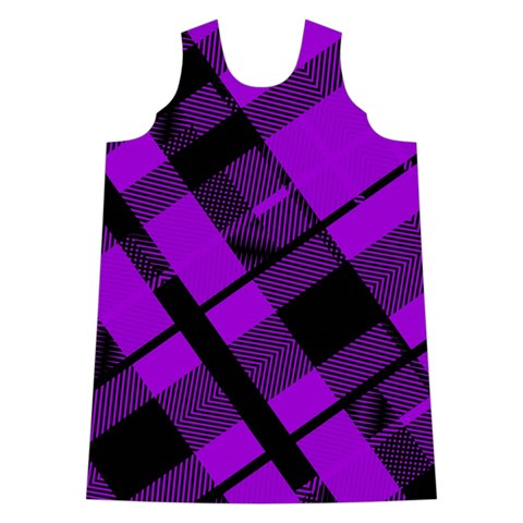 Purple Plaid Shoulder Cutout Velvet One Piece from ArtsNow.com Front