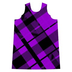 Purple Plaid Shoulder Cutout Velvet One Piece from ArtsNow.com Front