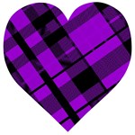 Purple Plaid Wooden Puzzle Heart