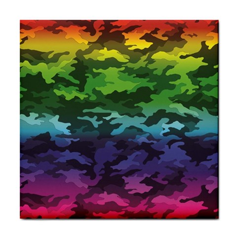 Rainbow Camouflage Tile Coaster from ArtsNow.com Front