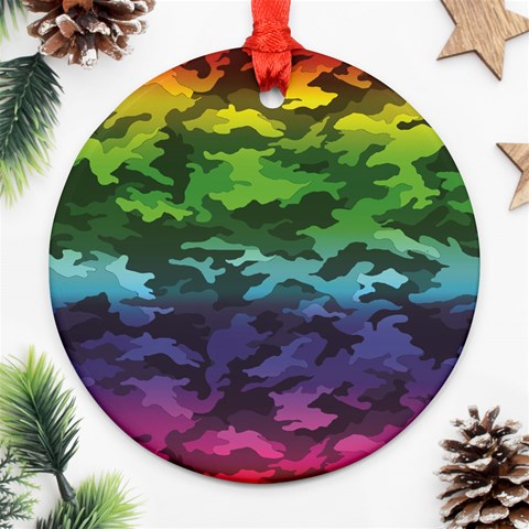 Rainbow Camouflage Ornament (Round) from ArtsNow.com Front