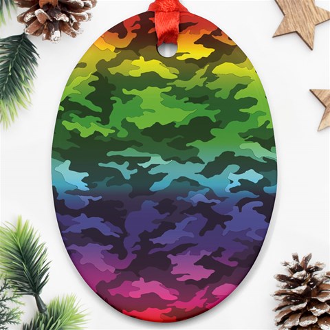 Rainbow Camouflage Ornament (Oval) from ArtsNow.com Front
