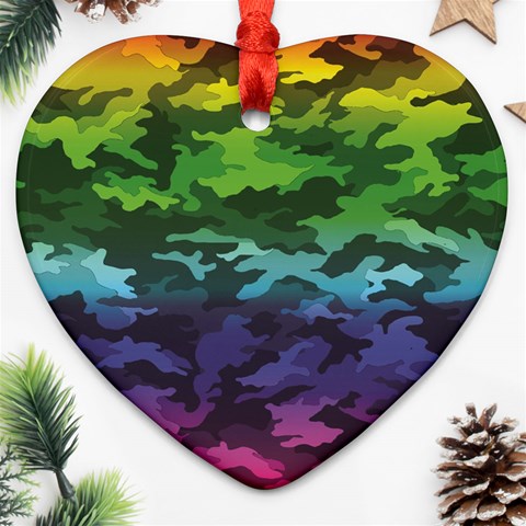 Rainbow Camouflage Ornament (Heart) from ArtsNow.com Front