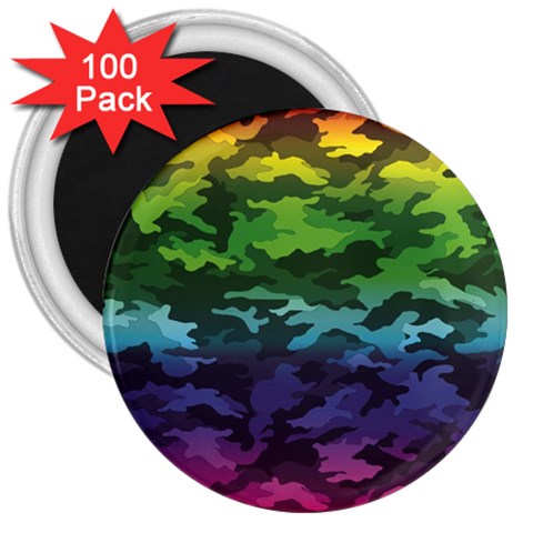 Rainbow Camouflage 3  Magnet (100 pack) from ArtsNow.com Front