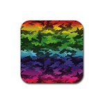 Rainbow Camouflage Rubber Coaster (Square)