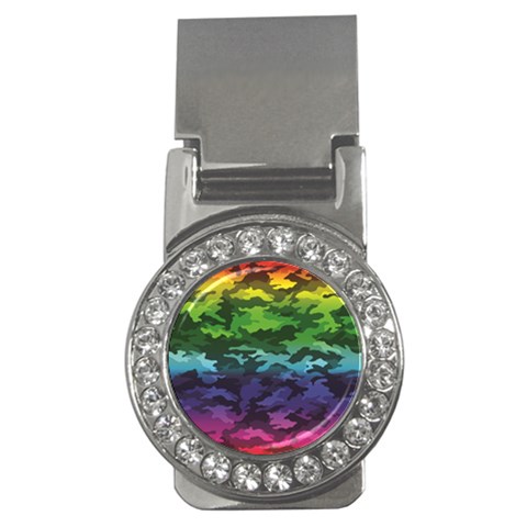 Rainbow Camouflage Money Clip (CZ) from ArtsNow.com Front