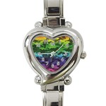 Rainbow Camouflage Heart Italian Charm Watch