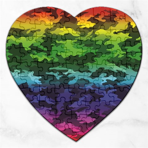 Rainbow Camouflage Jigsaw Puzzle (Heart) from ArtsNow.com Front