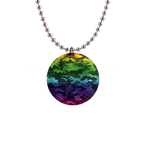 Rainbow Camouflage 1  Button Necklace from ArtsNow.com Front