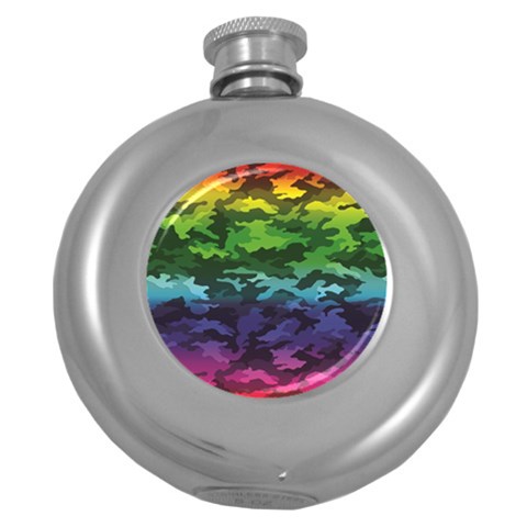 Rainbow Camouflage Hip Flask (5 oz) from ArtsNow.com Front