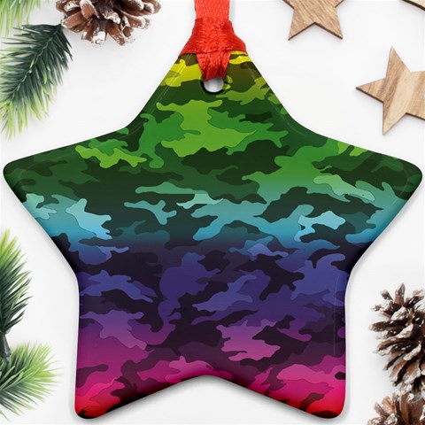 Rainbow Camouflage Star Ornament (Two Sides) from ArtsNow.com Front