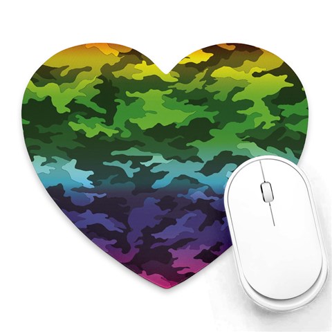 Rainbow Camouflage Heart Mousepad from ArtsNow.com Front
