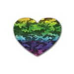 Rainbow Camouflage Rubber Coaster (Heart)