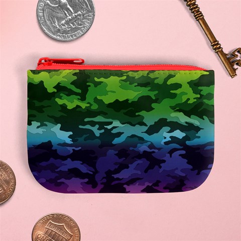 Rainbow Camouflage Mini Coin Purse from ArtsNow.com Front
