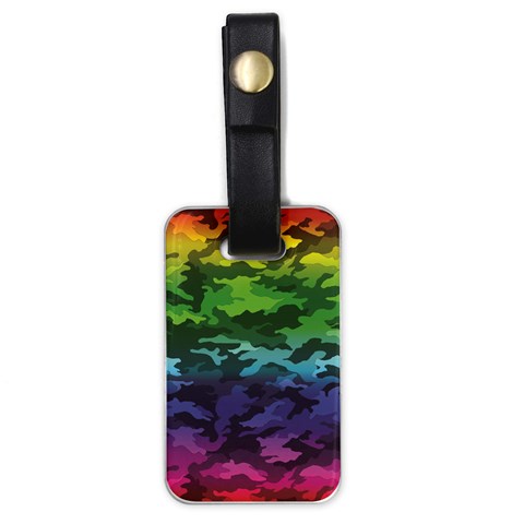 Rainbow Camouflage Luggage Tag (one side) from ArtsNow.com Front