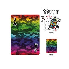 Rainbow Camouflage Playing Cards 54 Designs (Mini) from ArtsNow.com Front - Spade3