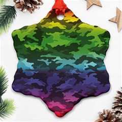 Rainbow Camouflage Snowflake Ornament (Two Sides) from ArtsNow.com Front
