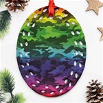 Rainbow Camouflage Oval Filigree Ornament (Two Sides)