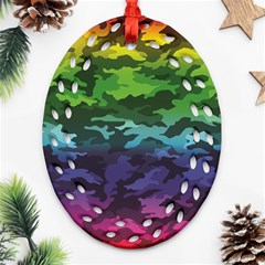 Rainbow Camouflage Oval Filigree Ornament (Two Sides) from ArtsNow.com Back
