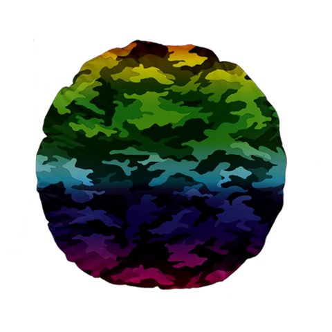 Rainbow Camouflage Standard 15  Premium Round Cushion  from ArtsNow.com Front