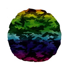 Rainbow Camouflage Standard 15  Premium Round Cushion  from ArtsNow.com Front