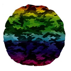 Rainbow Camouflage Large 18  Premium Round Cushion  from ArtsNow.com Back