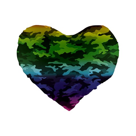 Rainbow Camouflage Standard 16  Premium Heart Shape Cushion  from ArtsNow.com Front