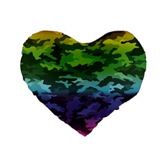 Rainbow Camouflage Standard 16  Premium Heart Shape Cushion  from ArtsNow.com Front