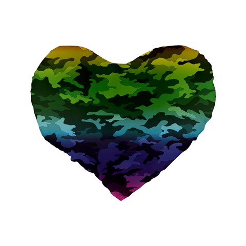 Rainbow Camouflage Standard 16  Premium Heart Shape Cushion  from ArtsNow.com Back